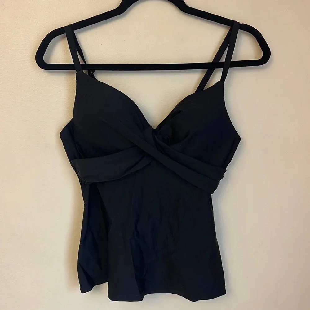 Island Escape Black Push Up Tankini Top - image 2